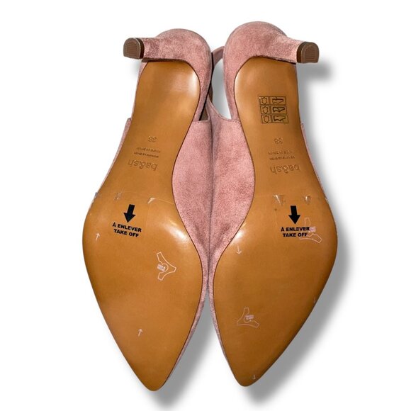 Ba&sh Escarpins Calla Nude Pink Suede Sling Back Pointed Toe Pumps Size EU 38 - Picture 8 of 9
